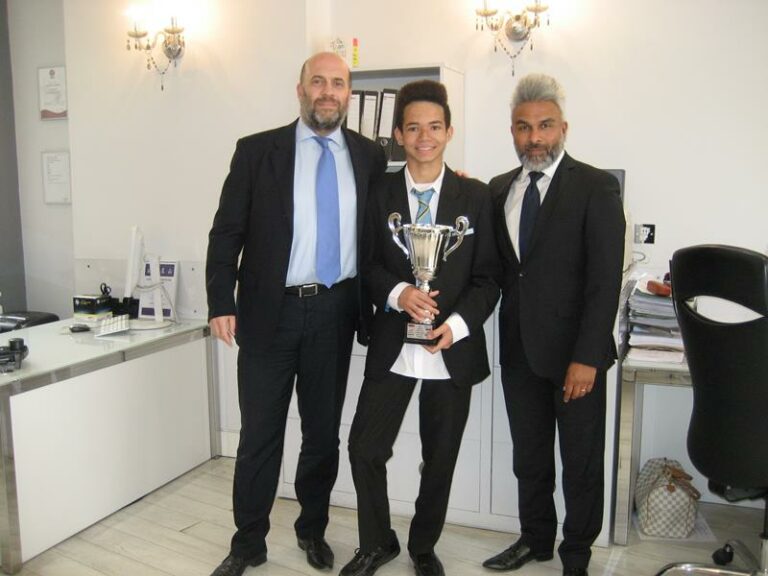 Brandon Visiting Crouch End Office Post Recent 1st Place Victory Win With Trophy